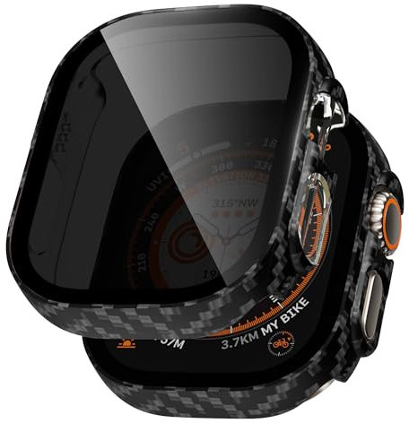 LINTEKER Funda protectora de pantalla de privacidad, Accesorios Apple, Protector de Reloj para Apple Watch Ultra/Ultra 2 de 49 mm, [antimiradas] Funda protectora ultrafina, paquete de 2, fibra de