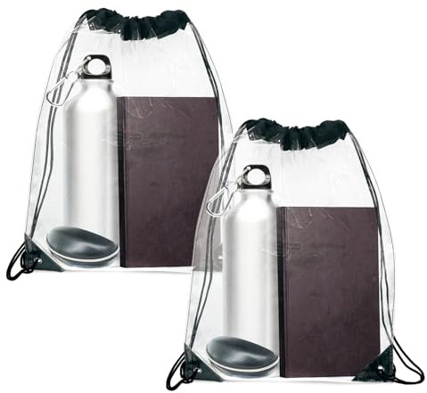 LOYEBOHU 2 Stück Durchsichtige Tasche, Transparente Tasche, Durchsichtiger Rucksack mit Kordelzug, Transparenter Turnbeutel, Schulrucksack, Sportbeutel, Gym Travel Strandschwimmen Clear Bag Festival