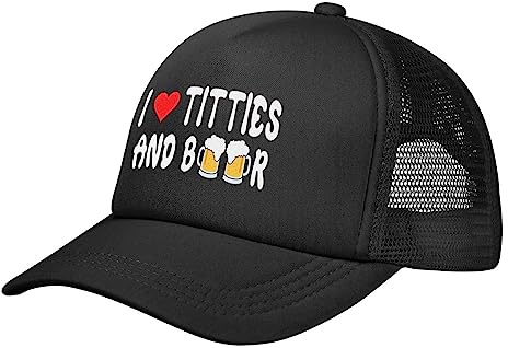GQWJKSZ I Heart Titties and Beer Trucker Hat Unisex Mesh Baseball Cap Verstellbare Papamütze