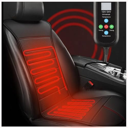 Autositzheizung Zeitfunktion,Freie Einstellungstemperatur Heizdecke 12v Fuer Das Auto Rutschfester Komfort Sitzbezug Sitzauflag Passend für Die Meisten Autos -EEHZN04,2PC
