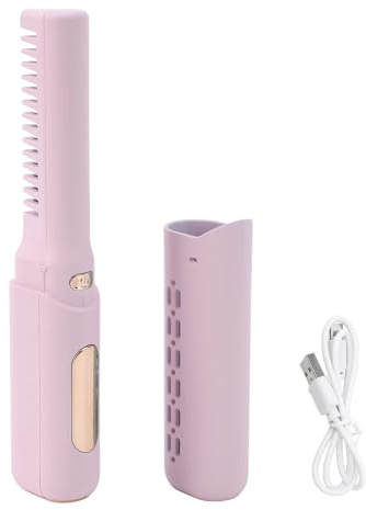 Wiederaufladbarer Mini-Haarglätter, 3 Einstellbare Temperaturen, 2000 MAh, Anti-Verbrühung, Typ C, Kabelloser Haarglätter für Alle Haartypen (Lila)