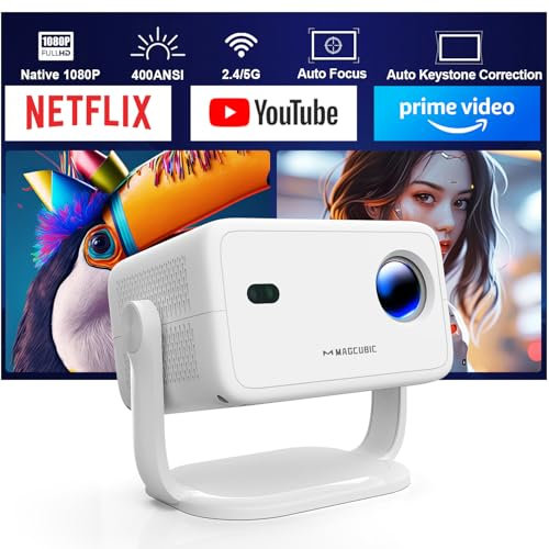 [Netflix Licensed] Android 13 Smart Projector 4K Supported,1080P Projectors with Wifi6 BT5.2, Upgraded Auto Focus Auto Keystone Correction with Voice Control Movie Proyector for Home Theater/Outdoor