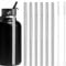 6pcs Metal Straw Replacement for Hydro Flask Wide Mouth Bottle Straw Lid Compatible with Hydro Flask 64oz Water Bottle, Stainless Steel Cup Straws with 2pcs Brushes Parts(Silver)