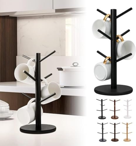 Coffee Mug Holder, Mug Holder Tree, New Upgraded 360° Rotated, Thicker Base Coffee Cup Holder for Countertop, Non-Slip Cup Rack for Coffee Bar Accessories and Kitchen Home Organizer