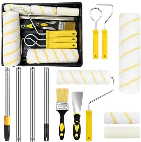 12Pcs Professional Paint Roller Set: Paint Rollers with Extendable Pole
