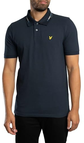 Lyle & Scott Men's Striped Tipped Polo Shirt, Dark Navy/Foam, XL