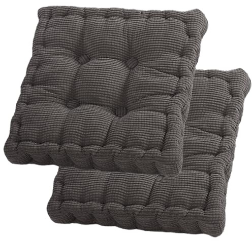 Sitzkissen, 2Er Set Bodenkissen, 40 X 40 Cm Sitzkissen Stuhl, Baumwolle Polsterung, Dicke Bodenkissen, Yogakissen, Haustierbett, Sitzpolster Für Den Innen Und Außenbereich Stuhlkissen-Set, Dunkelgrau