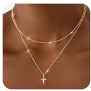 FIOROYAL Kreuz Halskette Damen 925 Silber Anhänger Kette | 14K Gold Vergoldet Dainty Layering Kreuz Pendants Kette Gold Silber Halskette Damen Schmuck Geschenk