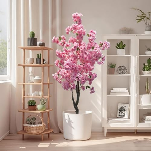 Künstlicher Kirschblütenbaum 150cm, Groß Kunstbaum mit Blüten in Rosa im Topf, Japanischer Künstlicher, Blütenbaum Kirschbaum Sakura für Hochzeit Zuhause Büro Deko