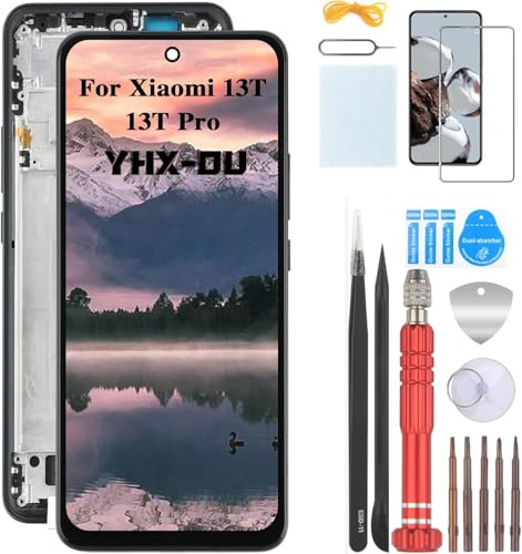YHX-OU 6.67'' Schwarz + Rahmen Display Für Xiaomi 13T/13T Pro 5G 2306EPN60G 23078PND LCD Display Touchscreen Bildschirm Digitizer Assembly Glas mit Werkzeug+ 1 Stück Schutzfolie
