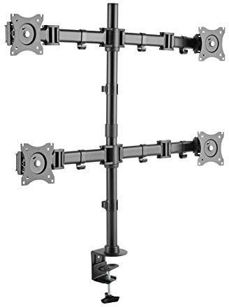 Quad 4 Fach Tischhalterung für LED und LCD Monitore bis 27 Zoll VESA 75x75 100x100 HALTERUNGSPROFI OFFICE-148Q (4 Monitore)