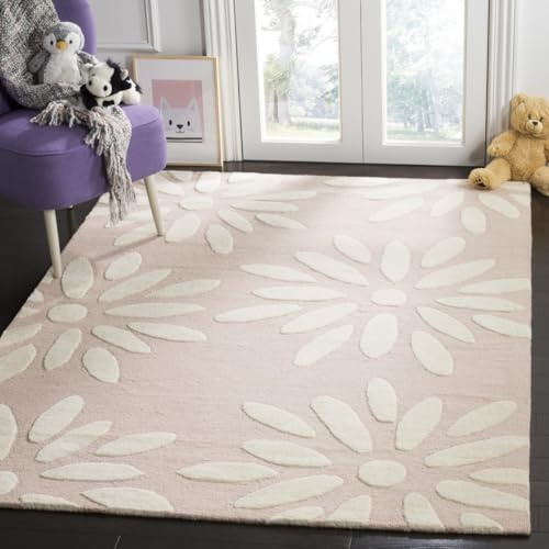 SAFAVIEH Gepunktet Teppich für Wohnzimmer, Esszimmer, Schlafzimmer - Kids Collection, Mittlerer Stapel, Rosa und Elfenbein, 244 X 305 cm