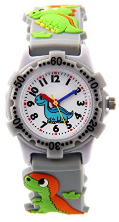 ele ELEOPTION Silikon Armband 3D Cartoon Digital Wasserdicht Kinderuhr (Grau Dinosaurier)