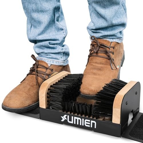 Umien Boot Scraper Brush Outdoor - Deluxe Folding Boot Cleaner Scrubber, No Mounting Required Indoor and outdoor use - Includes Extra Shoe Brush - Easy to Use For Children & Adults