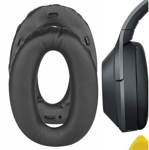 Geekria QuickFit Protein Leather Replacement Ear Pads for Sony WH-1000XM2, MDR-1000X Headphones Ear Cushions, Repair Parts (Black)
