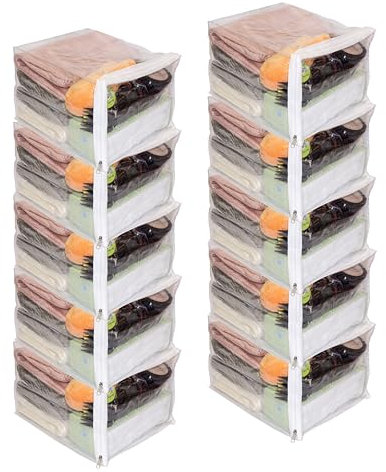 Vinylpac Storage Box, 10-Pack Clear Vinyl Zippered Bags 9 x 11 x 7 Inch