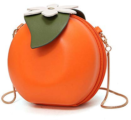 GQZ Obst Apfel Ananas Erdbeere Wassermelone Form Frauen PU Leder Clutch Geldbörse Umhängetasche, Orange/Abendrot im Zickzackmuster (Sunset Chevron)