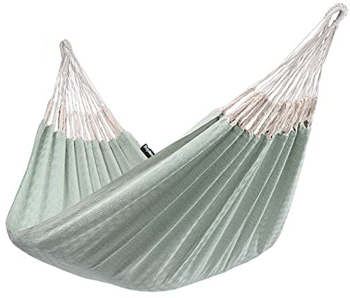 Tropilex Natural Einzel-Hängematte in Grün mit Aufbewahrungstasche - Handgefertigte Fairtrade Stoffhängematte aus Kolumbien - 200x140 cm, Belastbar bis 120 kg - Perfekt für Garten, Camping und Reisen