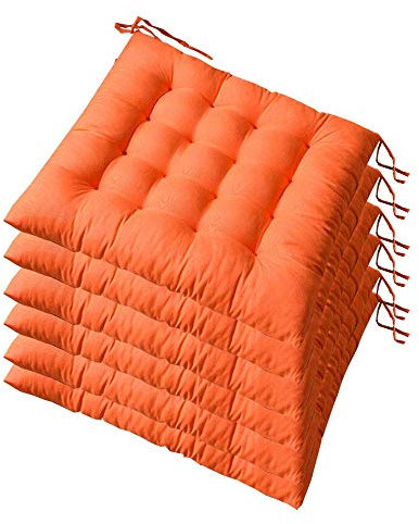 AGDLLYD 6 Coussins de Chaises Carrés 40x40 Coussins de Siège Décoration Maison Coussin Mat Matelassée,Confortable et coloré - Idéal pour intérieur et extérieur (Orange015)