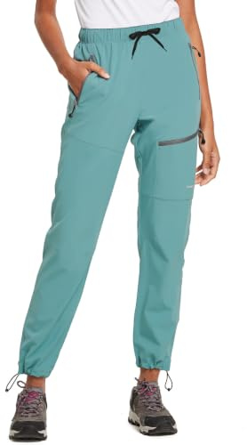 baleaf Pantalons de randonnée Femme imperméables Cargohose Outdoor séchage Rapide Pantalon Multifonctionnel avec Poche zippée Vert XXL