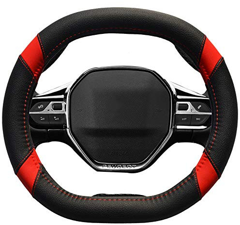 Mayco Bell Mikrofaser Leder Auto Lenkradbezug Fit für Peugeot 206 207 208 2016-2019 508 208 2019 e-208 (rot)