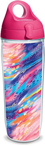 Tervis Etta Vee-Happy Abstract Bicchiere Termico con Coperchio Rosa Passion, Tritan, Trasparente