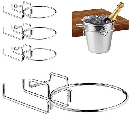 Relaxdays 4X Set Supporto da Tavolo, Porta Secchiello per Vino, Diametro 18 cm, Salvaspazio, Porta Cestello in Ferro, Argento