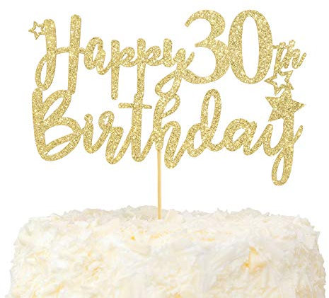 LOVENJOY 30 Geburtstag Frauen und Männer Tortendeko Hallo 30 Gold Glitzer Happy 30th Birthday Cake Topper für Party Dekoration