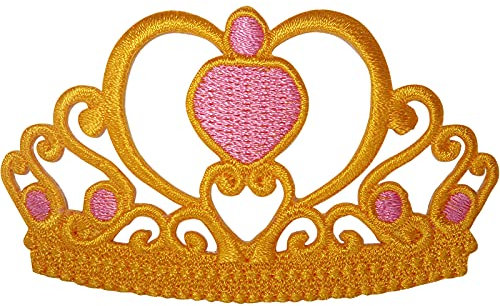 Princess Queen Gold Crown Tiara Patch Iron On Sew On Embroidered Badge Applique
