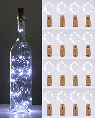Vighep LED Wine Bottle Cork Lights - 2M 20 LED Copper Wire Fairy String Lights, Battery Operated for Bedrooms, Party, Wedding, Christmas, Indoor DIY Decor - Cool White