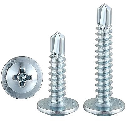 FandWay 100 Pièces M4.2 x 13 mm Vis Autoperceuse,Vis Tête de Réglage Modifiée, Vis Autotaraudeuses à Tête, Vis à Tôle Cruciformes en Acier Zingué Pour Tôle d'acier, Aluminium, Bois, Plastique.