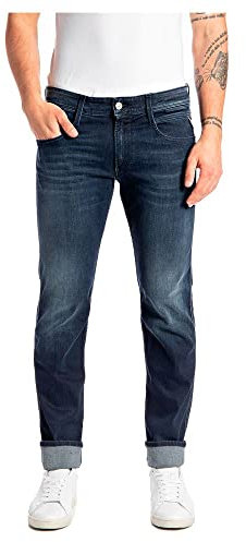 Replay men's jeans Anbass slim fit with power stretch, blue (Dark Blue 007), 36W / 32L