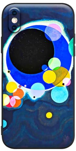 Berkin Arts Compatible with iPhone X Case/iPhone XS Silicone Case Cover Pattern Cute Design Soft Anti-Scratch Non-Slip Come with Screen Protector (Wassily Kandinsky-Multiple Circles)