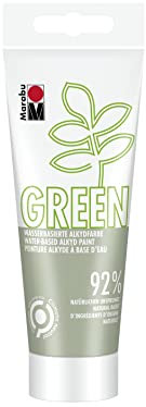 Marabu 14500050159 - GREEN LINE Alkyd-Farbe, mistel, 100 ml Malfarbe auf Wasserbasis, klimaneutral, matt, lichtecht, wetterfest (nach 24h Durchtrocknung), 92 % aus natürlichen Rohstoffen