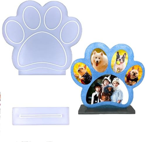 DIYBravo 2 Pièces Moules de Résine de Cadre Photo Moules Silicone en Forme de Patte de Chiot Resin Molds pour DIY Artisanat Décorations (Moule de Cadre Photo)