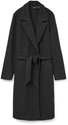 Manteau décontracté avec Ceinture à Nouer Manteau en Sweat Mince Veste d'hiver Coupe régulière Noos, Couleurs:Noir, Taille:XL