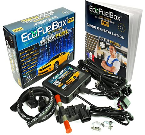 ECOFUELBOX® Pro+ Kit de Conversion Ethanol E85, Boitier Ethanol E85-4 Cylindre avec CAPTEUR DE Carburant pour Voitures: Jaguar, Renault, Citroen, Peugeut, Ford, Mercedes (Connecteurs Bosch EV1)