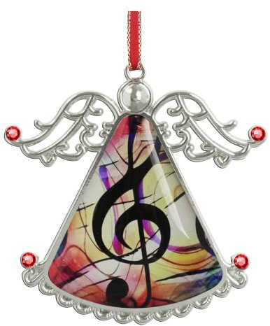 XUTAI Engel Weihnachtsbaum Ornamente Musiknote Weihnachten Ornament Glas Weihnachten Hängender Engel Glas Anhänger für Urlaubsdekoration
