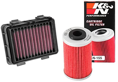K&N Filtro Aria di ricambio compatibile con KTM Duke 125/200/250/390 2017- / Husqvarna Svartpilen & Filtro Olio Powersports - Cartuccia 41x69mm compatibile con KTM, Husqvarna, Husaberg, Polaris