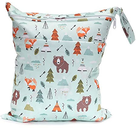 Colexy Windeltaschen Wickeltasche Nasstaschen Nasse und Trocken Wickeltasche Wetbag mit doppeltem Reißverschluss, Wasserdicht Waschbar Wetbag Organiser für Kleinkind Windeln, 30 x 36 cm