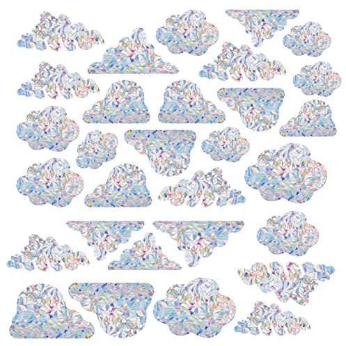 GORGECRAFT 30St Wolke Fensteraufkleber Anti-Kollisions-Regenbogen-Fensterglas Alert Prisma-Aufkleber Für Vögel Streik Nicht Klebende Vinylfolie Heimdekoration Schiebetüren Fenster Glas Suncatcher