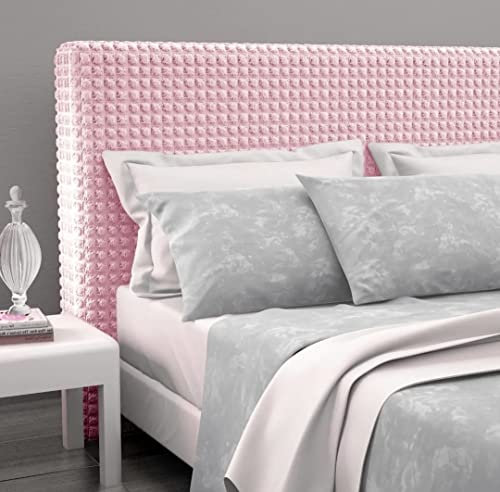SalGiu Copri Testata Testiera Letto Matrimoniale Tessuto Bolle Elasticizzata (Cipria)
