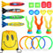 DERAYEE 20pcs Jouets de Plongée,Algues de Plongée,Jouets de torpille,Gemmes Colorées et Anneaux de Plongée,Jouets Natation,Jeux Piscine Enfant