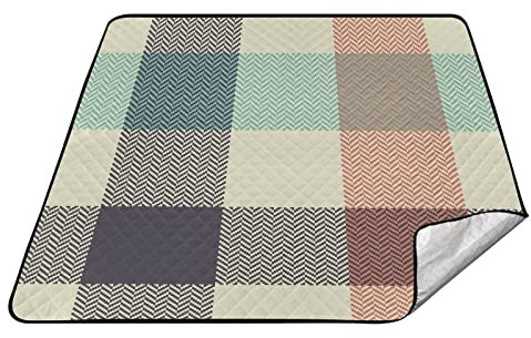 Wasserdichte Parkdecke Faltbare Parkmatte für Outdoor Buffalo Plaid Blau Orange Bodendecke