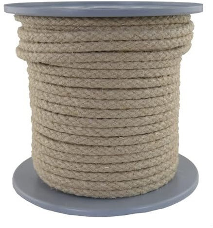 Cuerda de cáñamo, trenzada, diámetro 8 mm, 50 metros en bobina de disco, 100% cáñamo natural