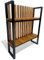 FLEXISTYLE Konsolentisch schwarz Metall Holz Eiche Industrial LOFT Design (60x80x20 Zwei Regale Lamellas)