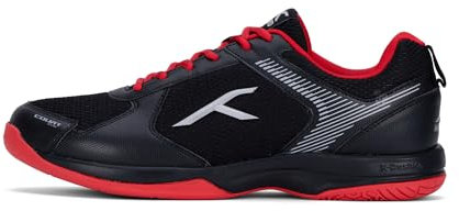 HUNDRED Court Star Non-Marking Professional Badminton Shoes for Mens (Black Gold, EU 43 UK 9 US 10) X-Cushion Protection Suitable for Indoor Tennis Squash Table Tennis Basketball & Padel