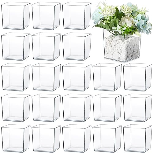 Tioncy Square Acrylic Vases, Clear Flower Vase, 4x4 inch, 24 pcs