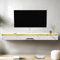 Pmnianhua Meuble TV suspendu - Meuble TV bas moderne - Étagère murale multimédia - Grand rangement avec 3 portes - Pour salon, chambre à coucher et bureau (120 cm, blanc), DE-YW-W-120CM