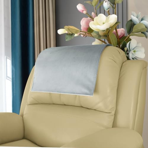 AmazeCov Kopfstützenbezüge für Liegestuhl, rutschfest, weicher Samt, Kopfstützenbezüge für Liegestuhl, Liegestuhl, Couch, Kopfstützenschutz für Sessel, Sofa, Theatersitz, 43,2 x 68,6 cm, Hellgrau